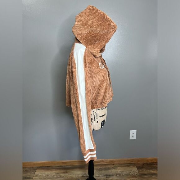 4/$25 Champion reverse weave velvet corduroy cropped hooded shirt  streetwear - Picture 6 of 12